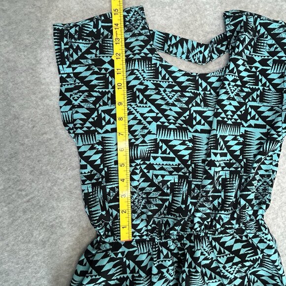 PINK REPUBLIC Aztec Short Dress Sz S Turquoise Black Bar Back Pockets Soft - Picture 11 of 11